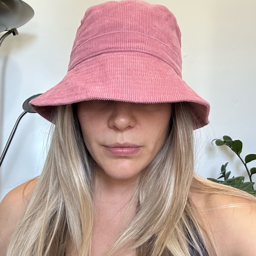Urban outfitters, pink corduroy bucket hat